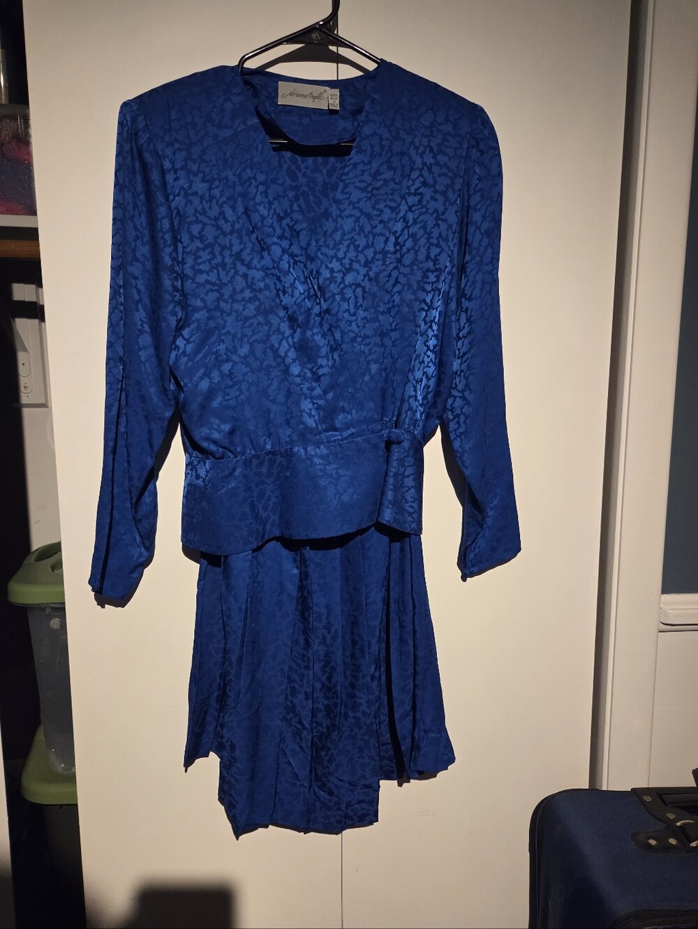 Vintage Adrianna Papel 1980s Silk Jaquard Blouse And Skirt
